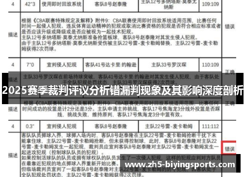 2025赛季裁判评议分析错漏判现象及其影响深度剖析